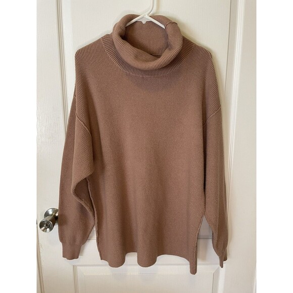 Free People Softly Structured Oversized Tunic Turtleneck Ribbed Sweater Large - Picture 2 of 13